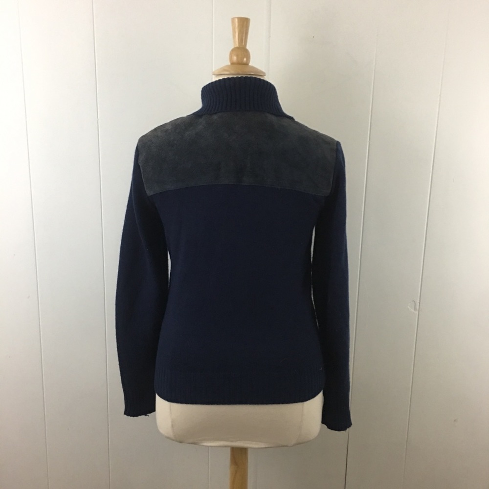 Vintage Unisex Knit Leather Shacket XL Men’s Women’s Zip Up Sweater Jacket - Picture 6 of 10